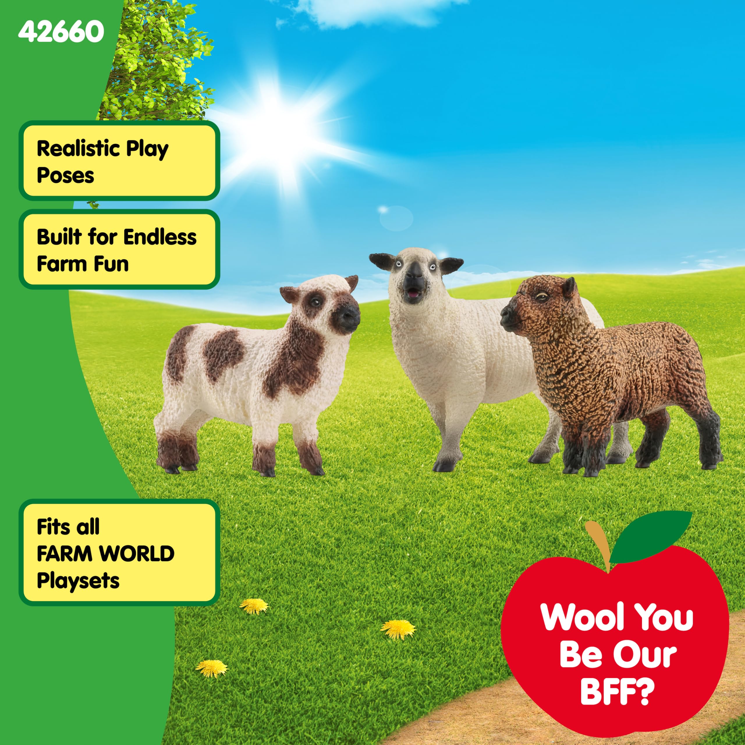 Schleich Farm World detailed sheep figures with realistic textures for play.