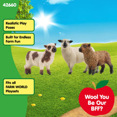 Schleich Farm World detailed sheep figures with realistic textures for play.
