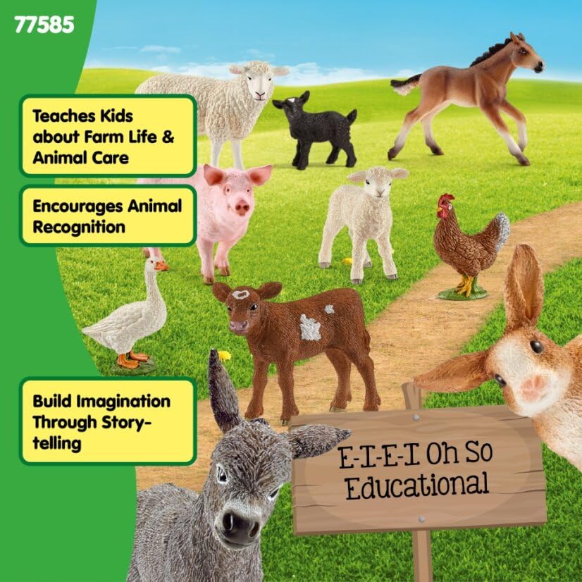 Schleich Farm World donkey foal figure with lifelike details for exploration.