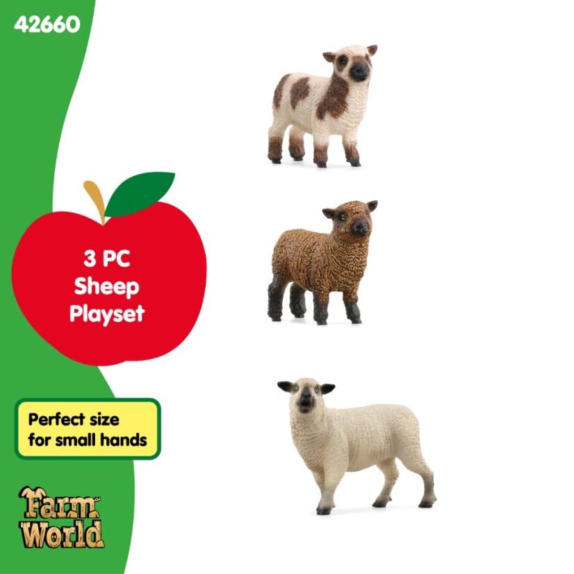Schleich Farm World grazing sheep figures support open-ended farm adventures.