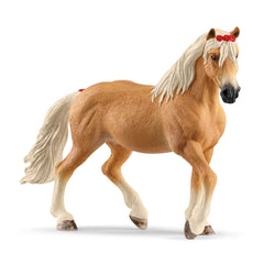 Schleich Haflinger mare with red bow, lifelike detail for imaginative play