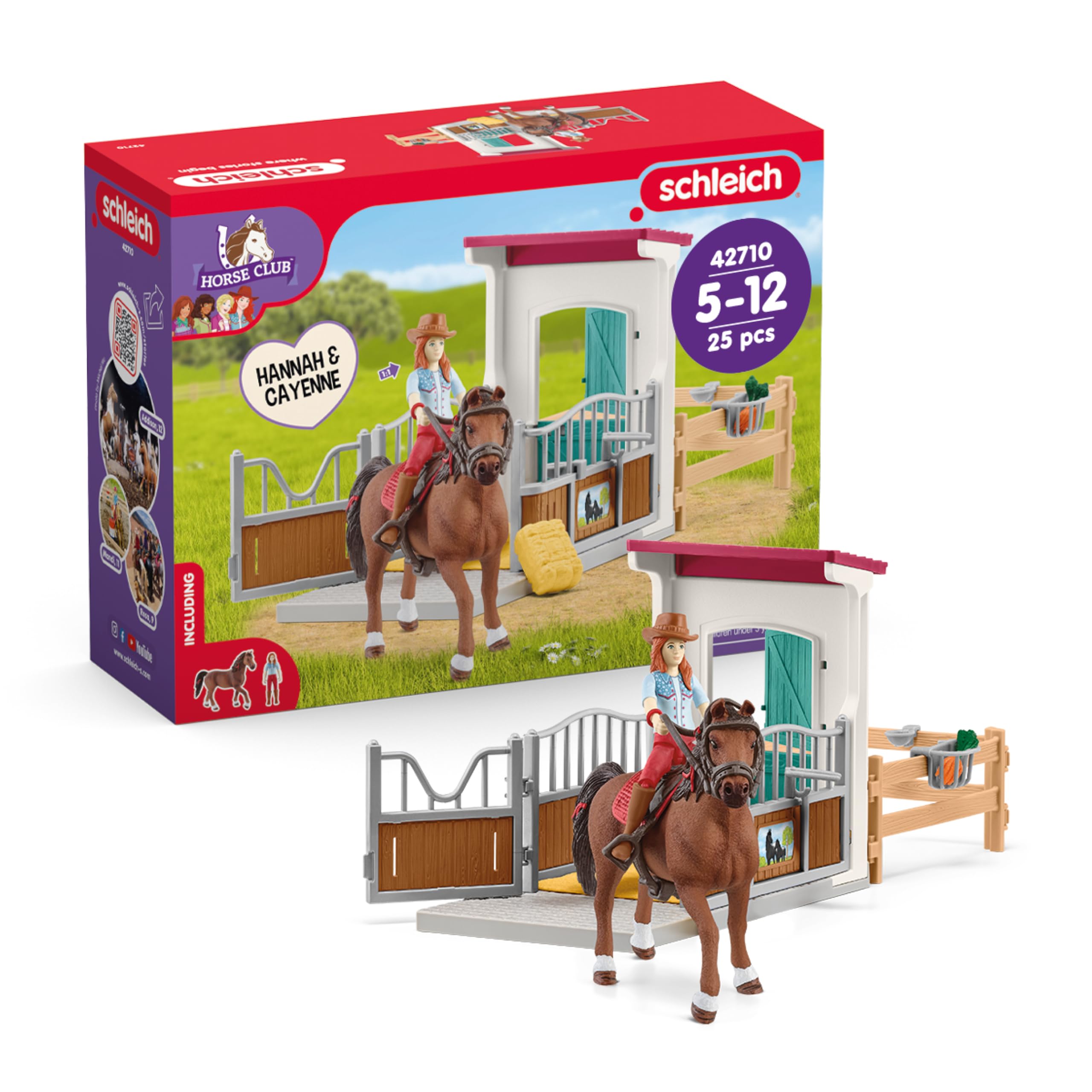 Schleich Horse Club Hannah Cayenne stable set front view for interactive play