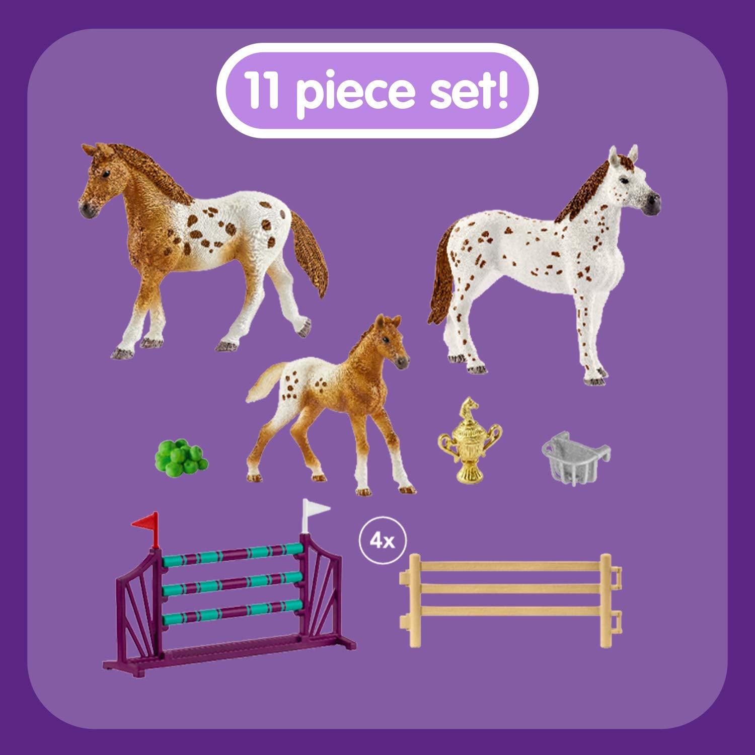 Schleich Horse Club Tournament training flag and trophies for competitive pretend play.