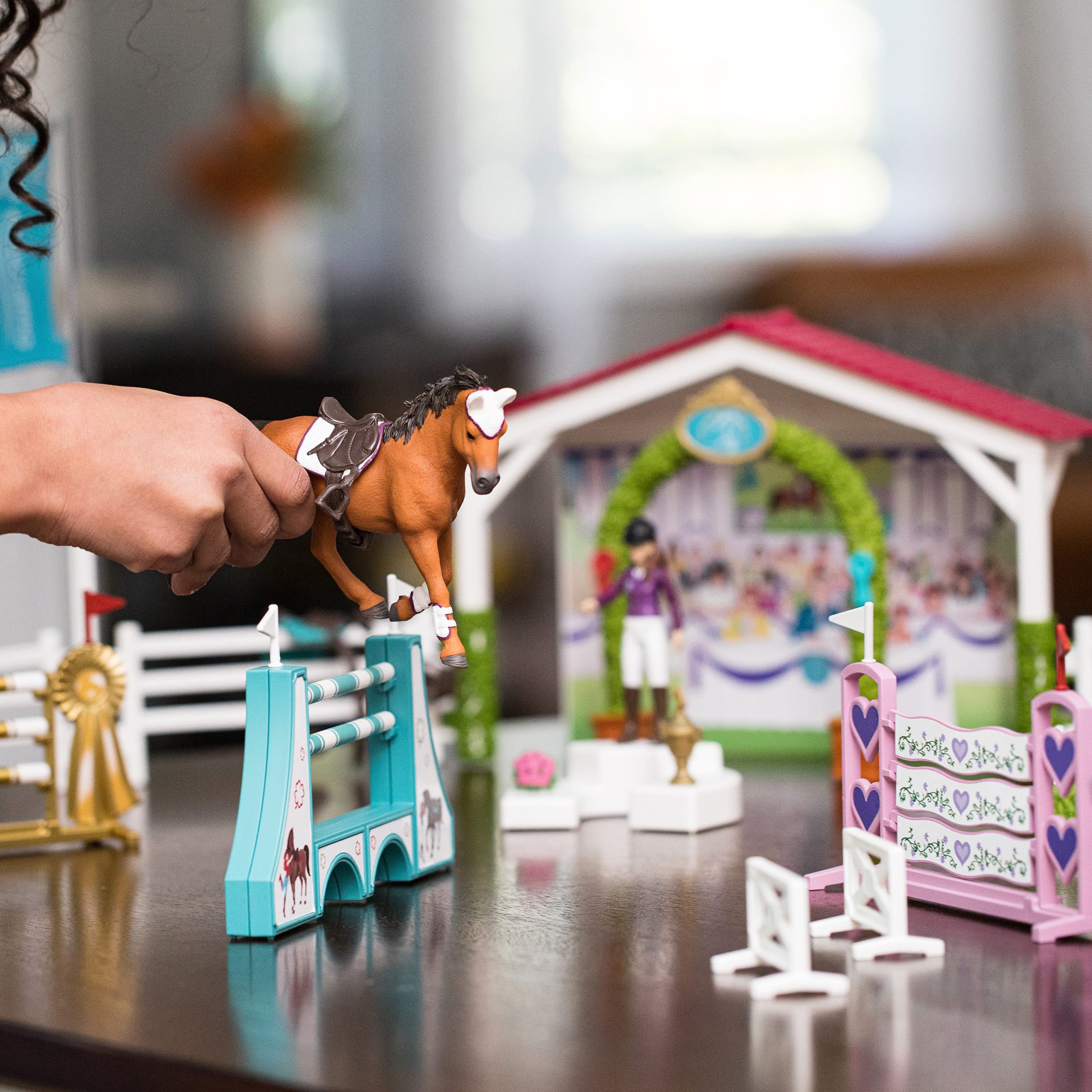 Schleich Trakehner mare figure adds realistic equestrian presence to play.