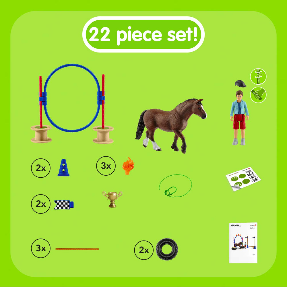 Schleich horse figurines add lifelike farm scene realism for pretend adventures.
