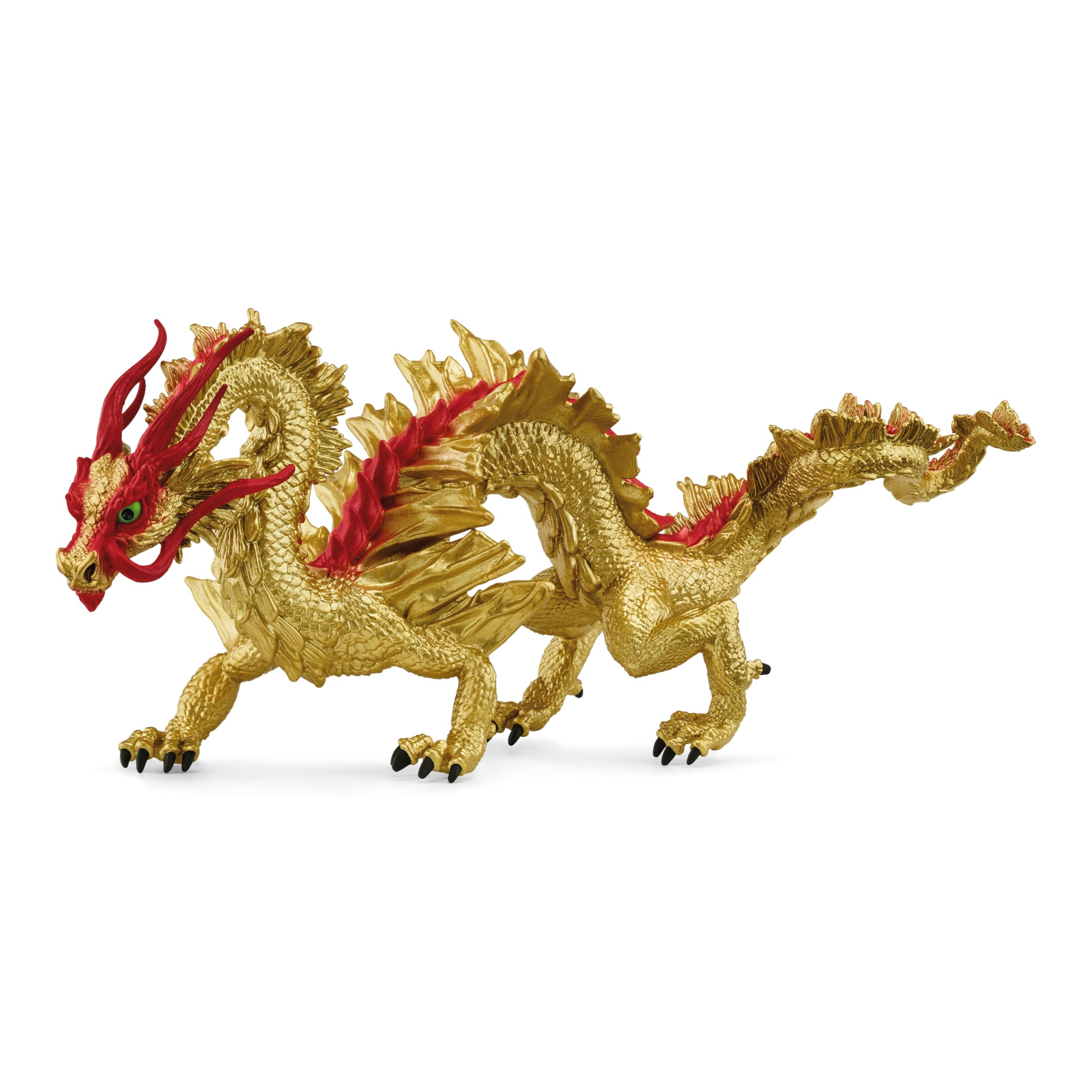 Schleich Lunar Dragon with shimmering gold scales showcases detailed craftsmanship for display and imaginative play.