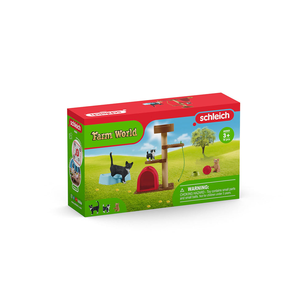 Schleich nine-piece set delivers versatile fun for curious cats.