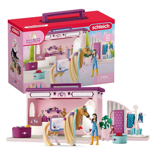 Schleich Sofia's Beauties pop-up boutique hair-brushing station for grooming on the go.