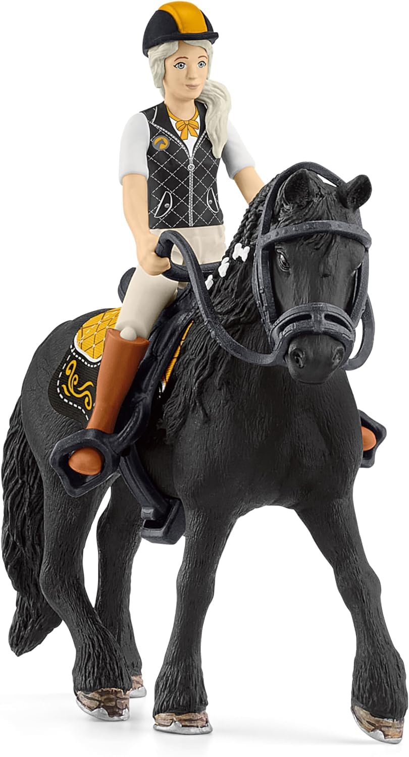 Schleich Tori brushing Princess mane highlights grooming play.