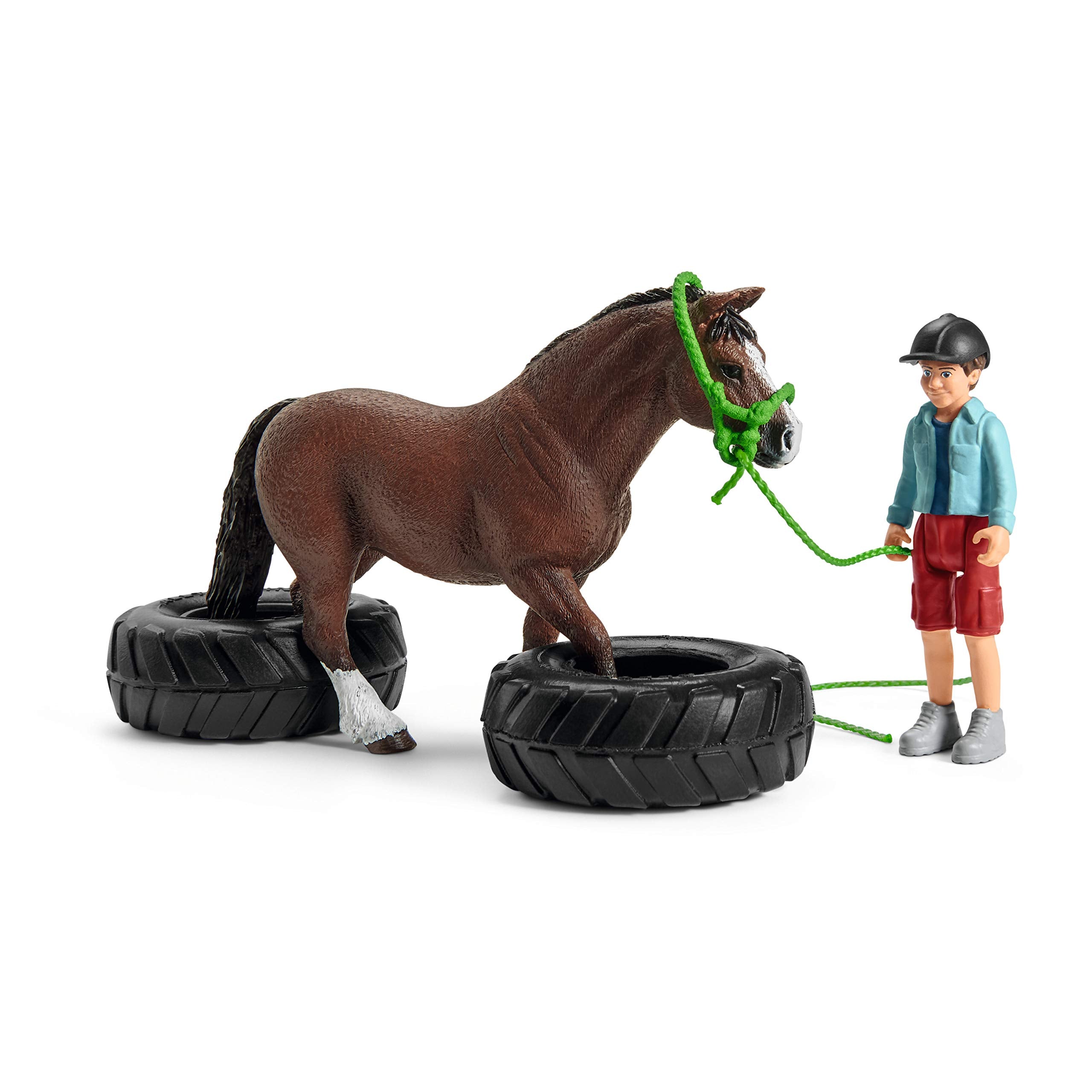 Schleich treehouse and farm scene encourages collaborative pretend play.