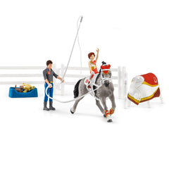 Vaulting training props help kids practice poses with Schleich figures.