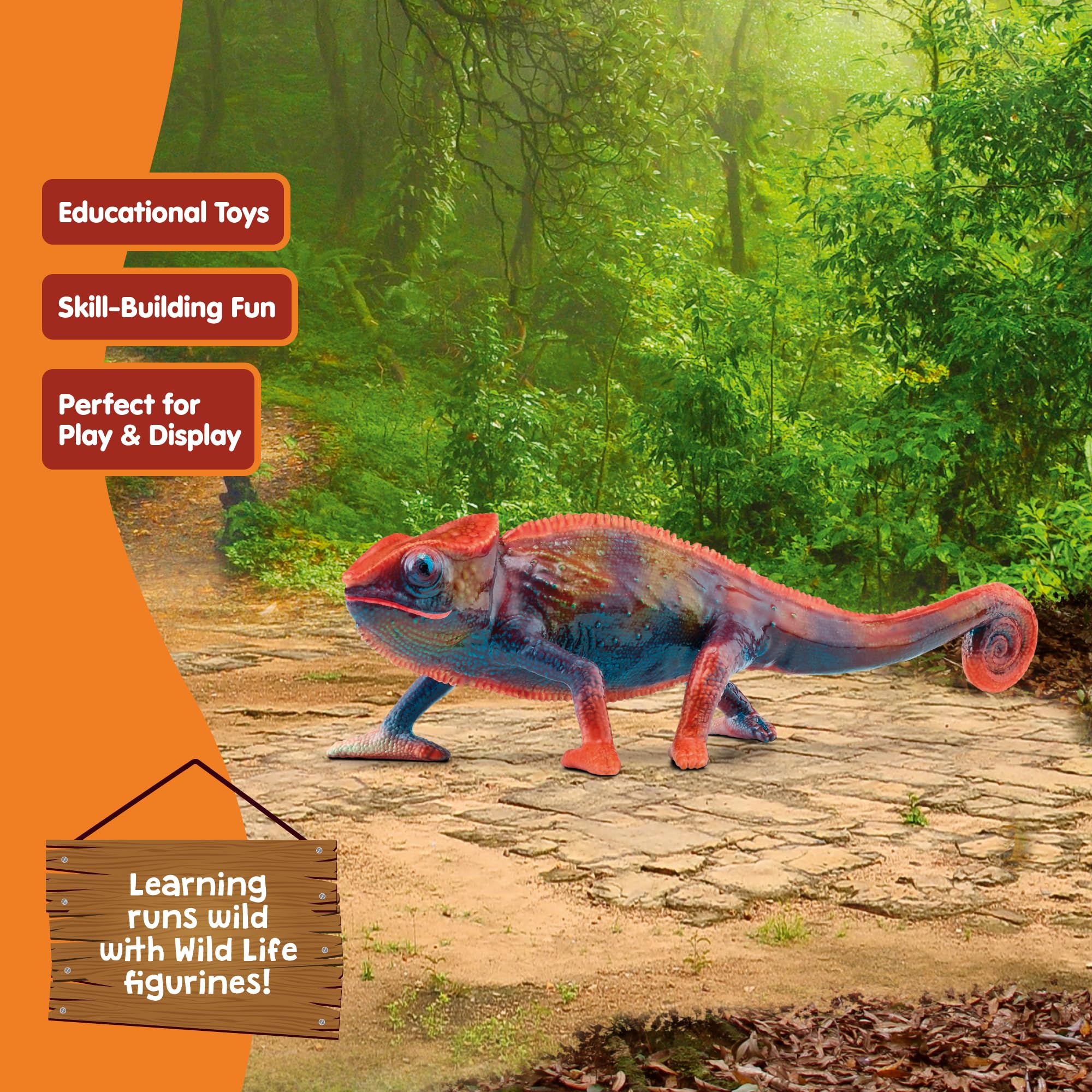 Schleich chameleon toy supports safe, curious play during car rides and home.