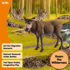 Schleich Moose Bull textured body adds realism to shelf displays.