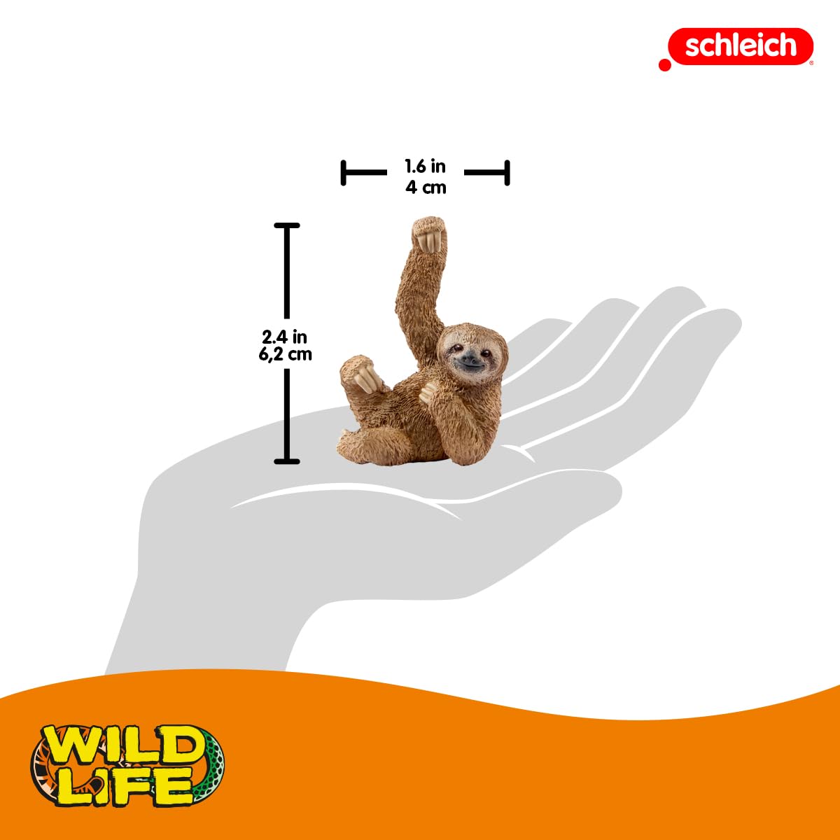 Schleich Wild Life sloth figurine play-use fits classroom and home pretend play