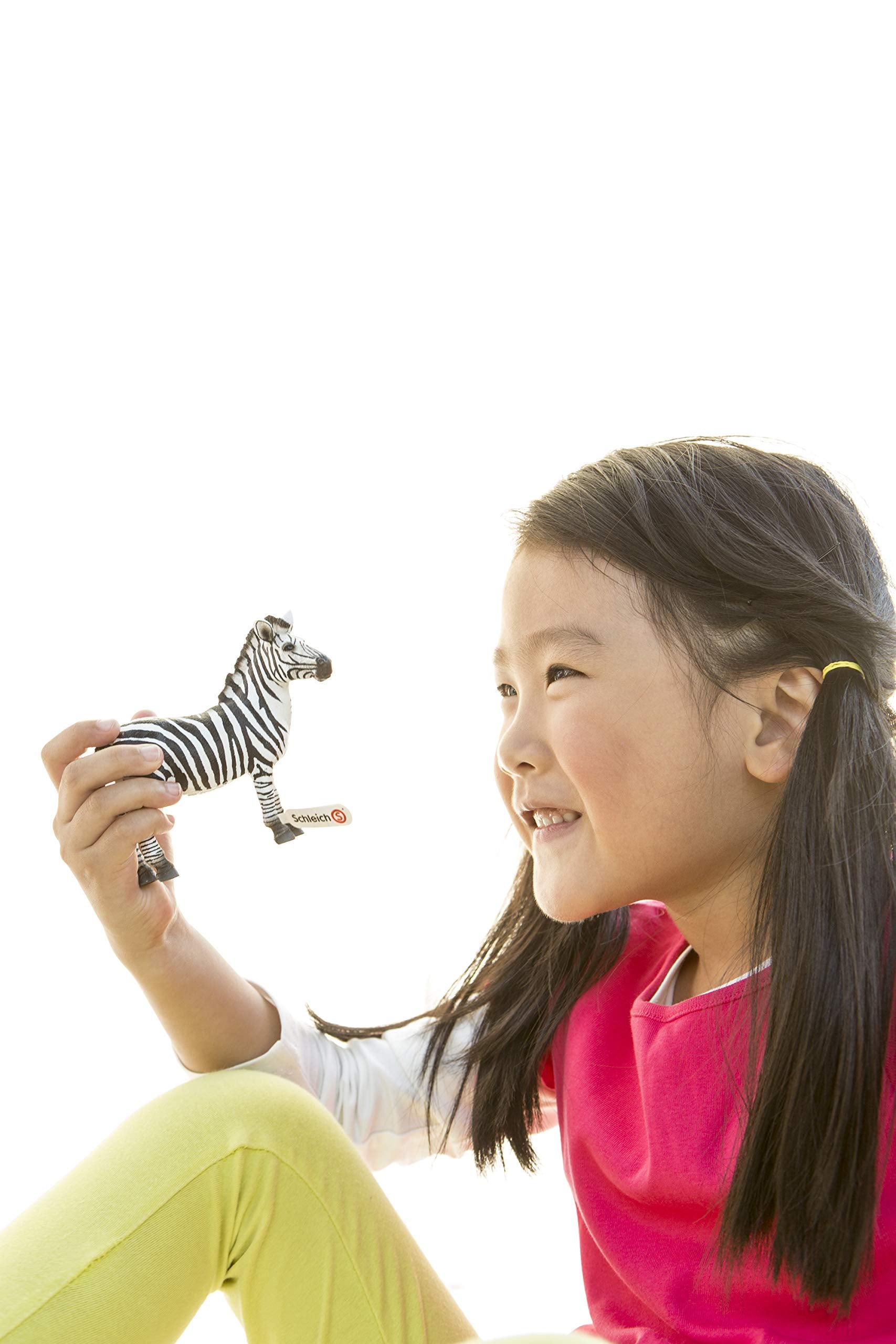 Close-up of Schleich Zebra Foal detailing for realistic pretend play.