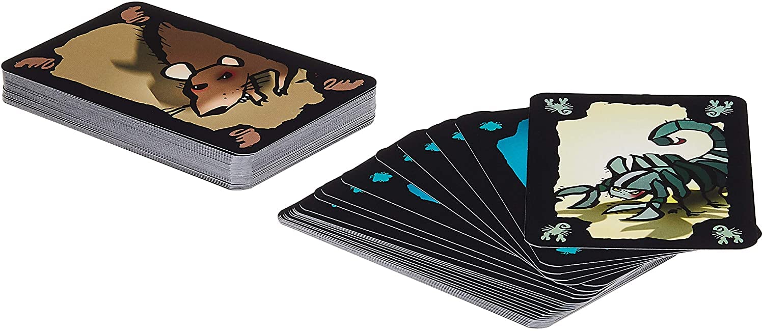 Schmidt Cockroach Poker box open to reveal the critter cards and bluffing potential.