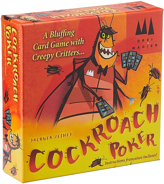 Schmidt Cockroach Poker cards spread during gameplay, highlighting bluffing and fast rounds.