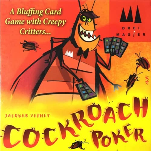 Schmidt Cockroach Poker deck with creepy critters on display, ideal for party game night.