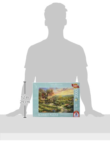 Schmidt Thomas Kinkade The Vineyards completed puzzle display, ideal centerpiece for cozy home evenings.