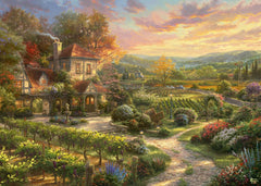 Schmidt Thomas Kinkade The Vineyards puzzle cover, inviting peaceful countryside ambiance during family puzzle night.