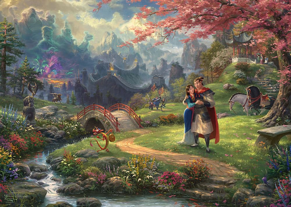 Schmidt Spiele Thomas Kinkade Mulan 1000-piece puzzle front view for a relaxing challenge.