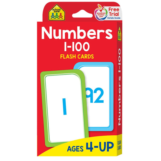 School Zone Numbers 1-100 flash cards support early math practice
