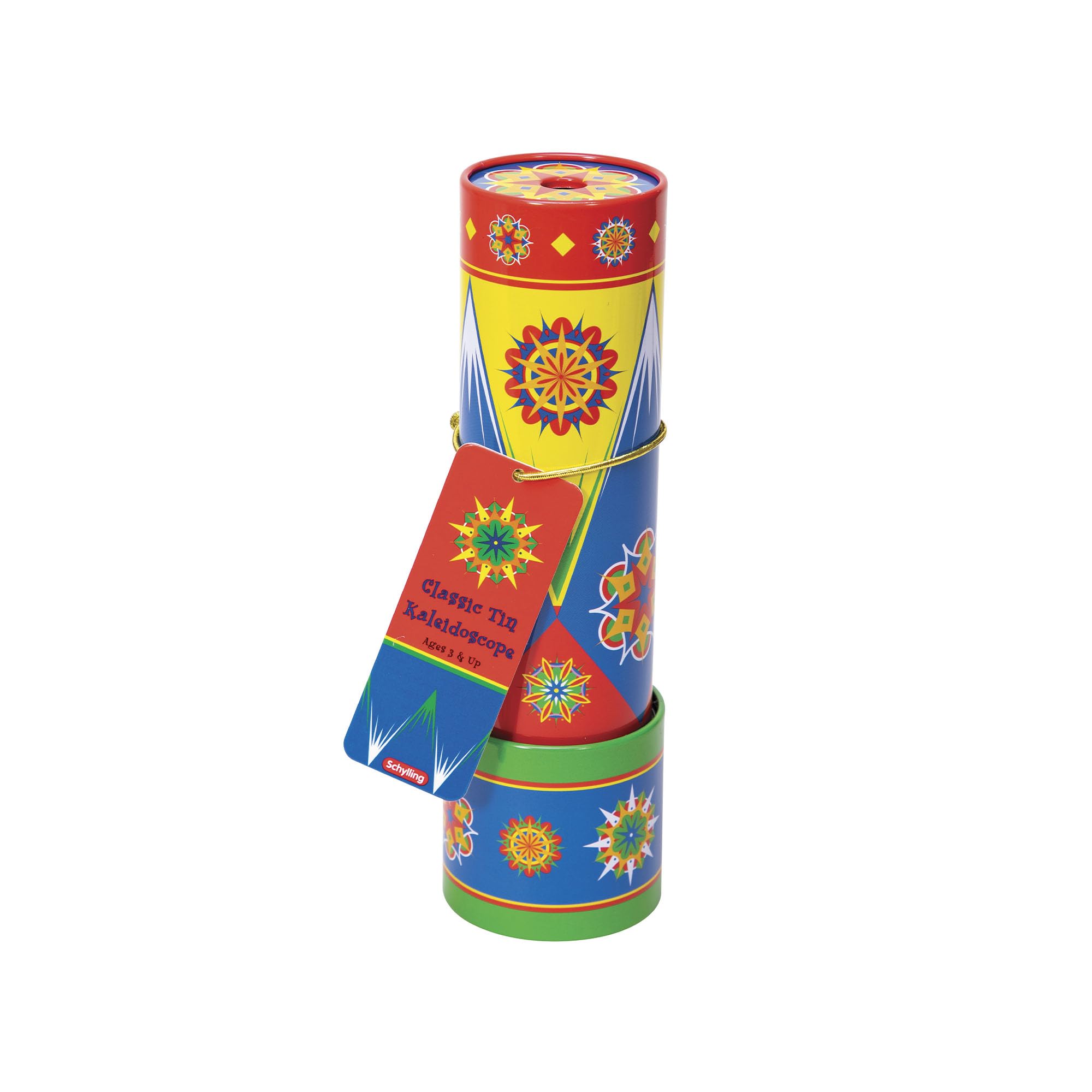 Schylling Classic Tin Kaleidoscope front view with vivid color patterns