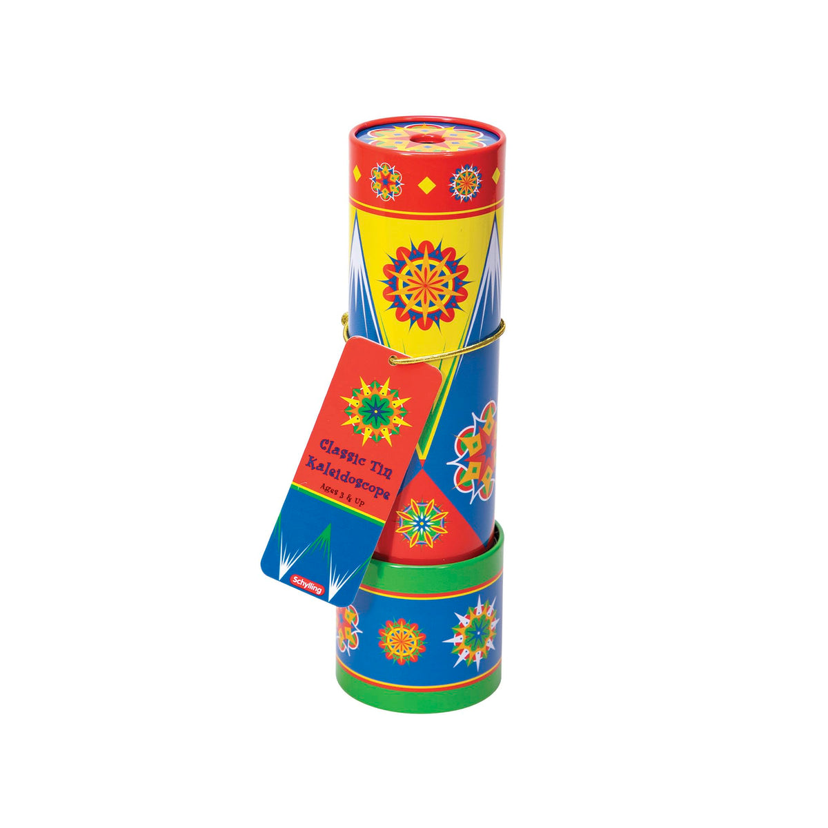 Schylling Classic Tin Kaleidoscope front view with vivid color patterns
