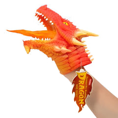 Schylling Dragon Hand Puppet packaging displays the dragon character for gifting.