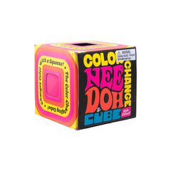Schylling Nee Doh color change cube squeezed with shifting colors for sensory play