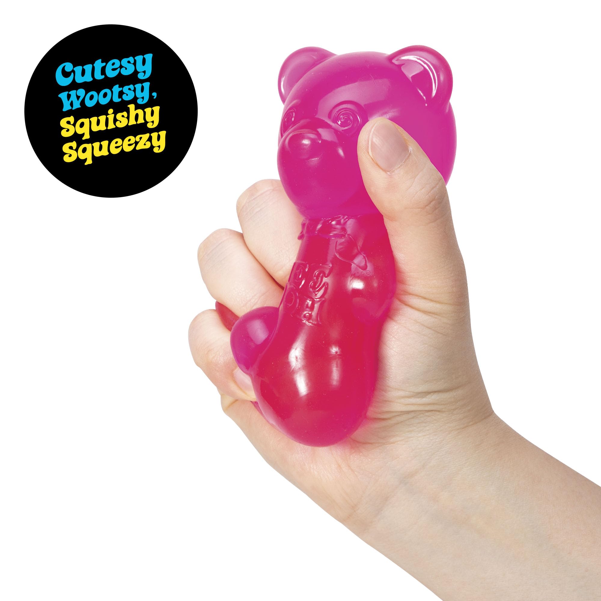 NeeDoh Gummy Bear in hand for portable fidget on the go