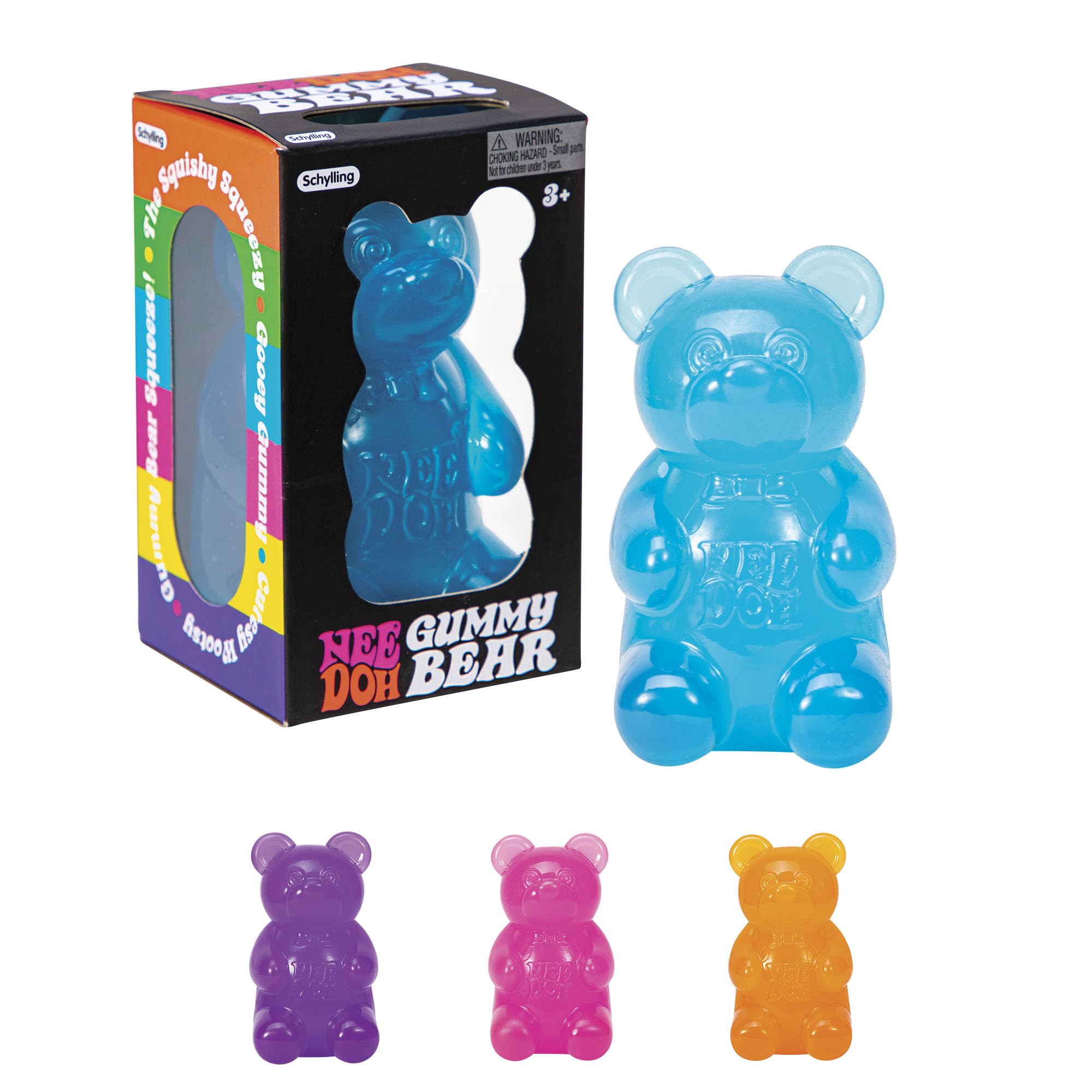 Schylling NeeDoh Gummy Bear packaging view for tactile exploration