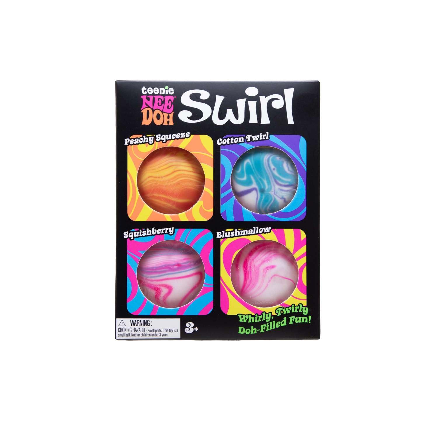 Schylling NeeDoh Teenie Swirl 1.5 inch close-up, pliable texture detail.