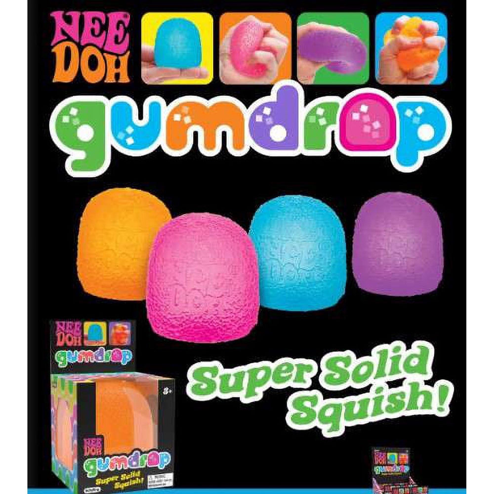 Schylling NeeDoh neon gumdrop textures inspire playful stress-relief during travel.