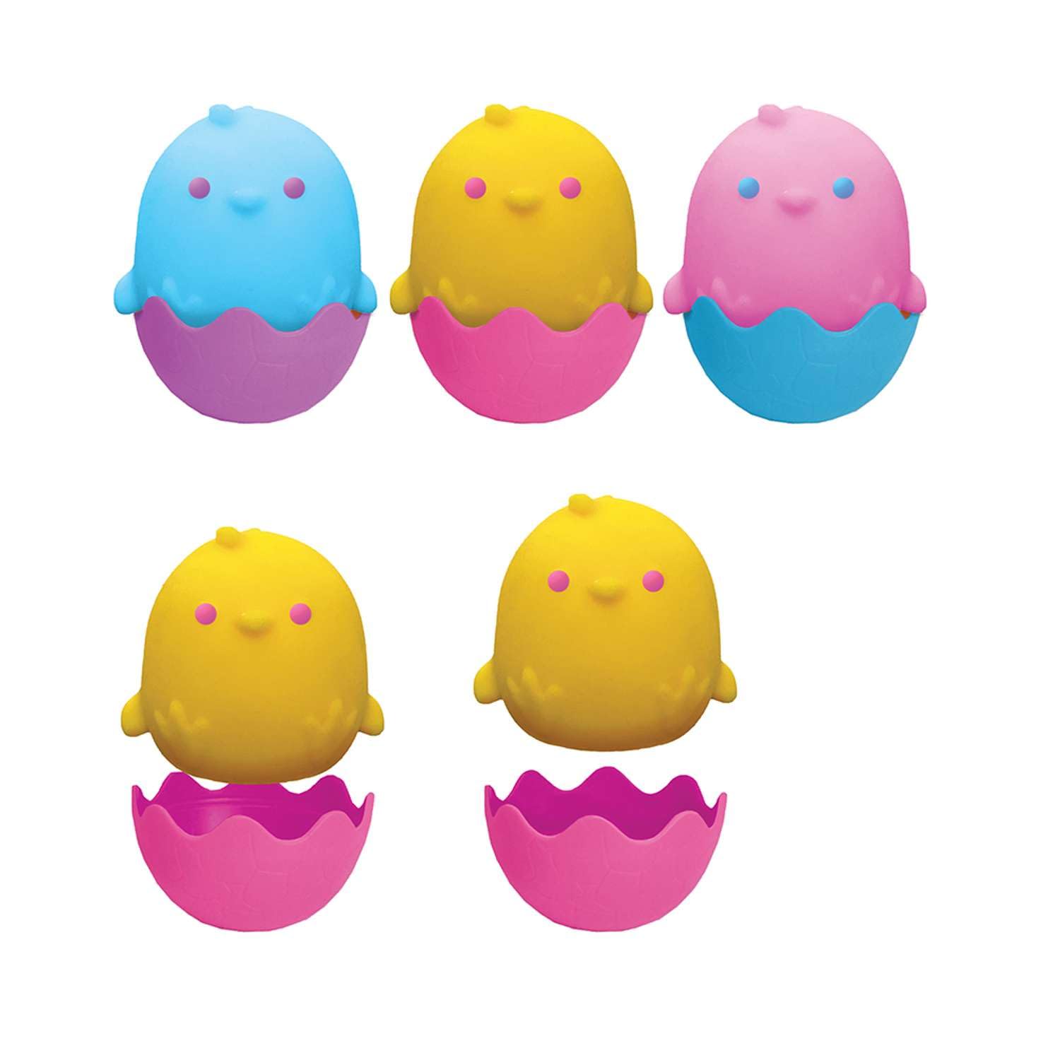 Schylling NeeDoh chick with removable eggshell stand for desk or car use
