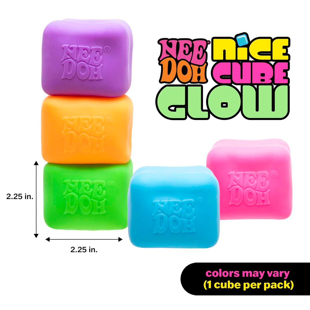Schylling NeeDoh Nice Cube Glow at 2.25 inches supports compact, portable play.