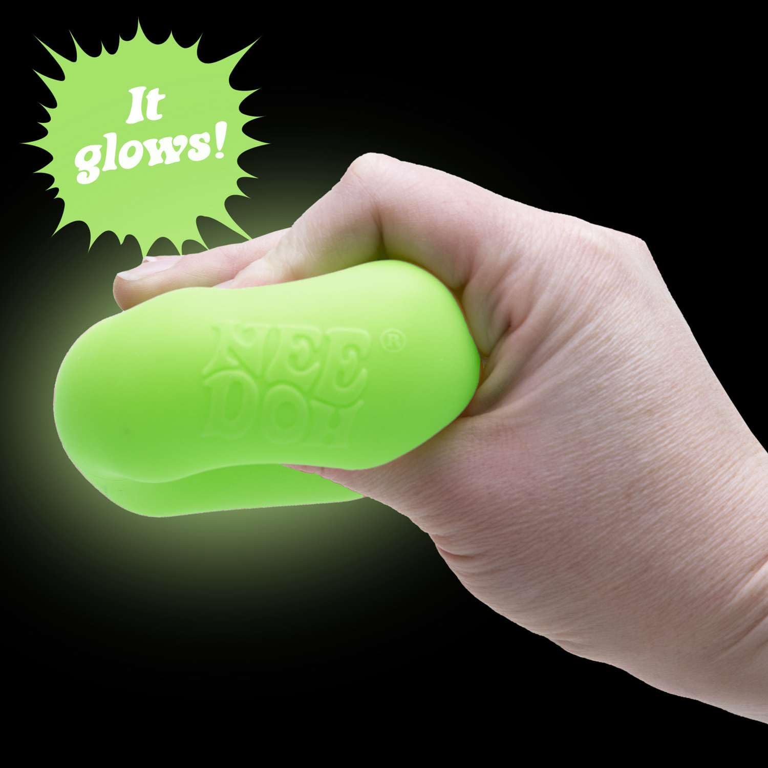Schylling NeeDoh Nice Cube Glow is suitable for ages 3 and up.