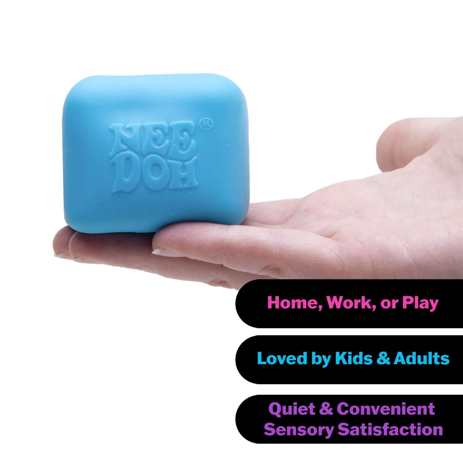 Schylling NeeDoh Nice Cube Glow comes in color variations for tactile, colorful fun.