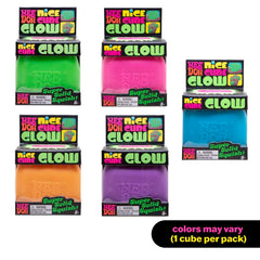 Schylling NeeDoh Nice Cube Glow provides a satisfying squish you can squeeze and stretch.