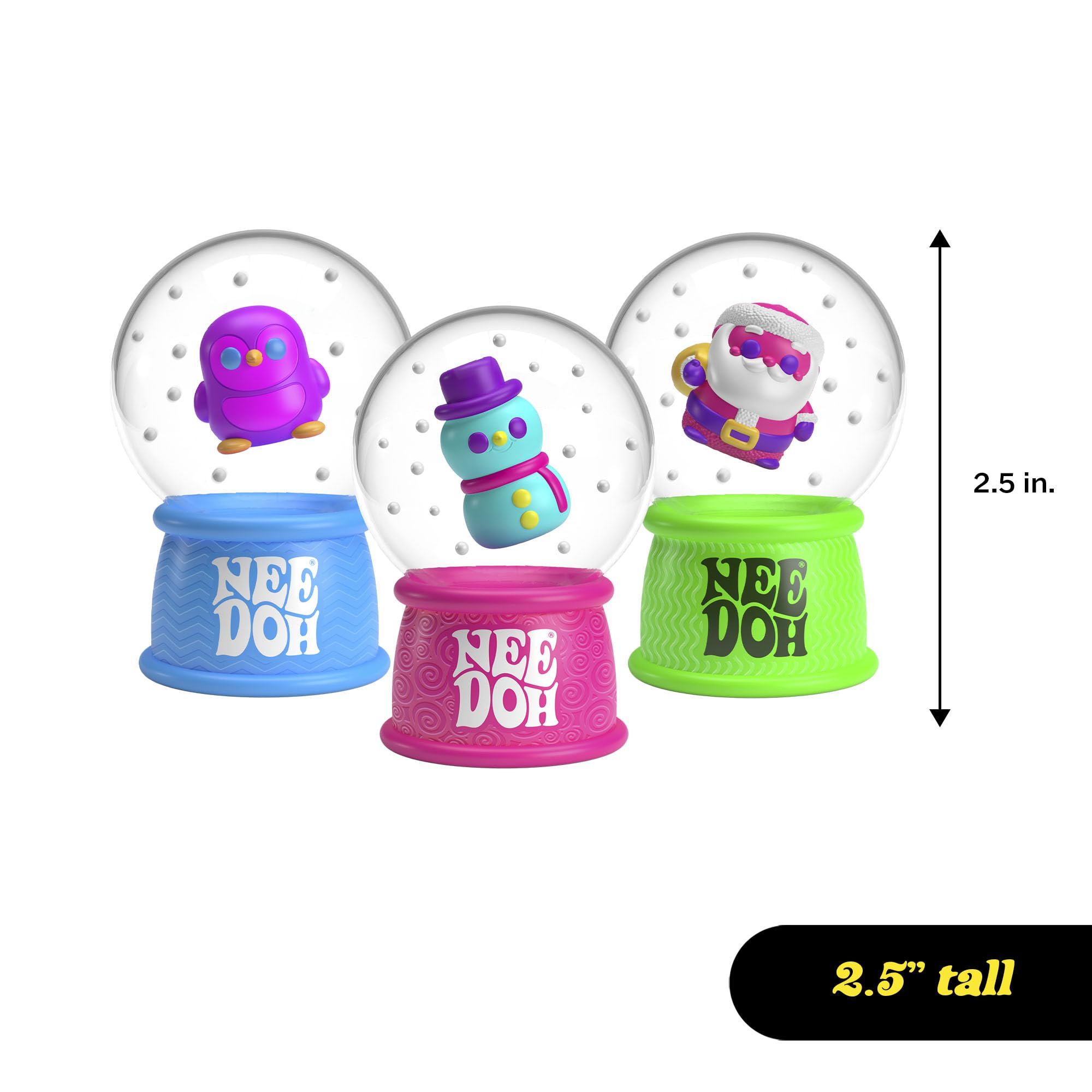 Schylling NeeDoh Squishmas snow globe featuring Santa invites cozy, fidget-friendly holiday vibes.