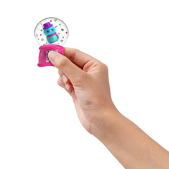 Schylling NeeDoh Squishmas snow globe interior shows floating snowflakes for soothing focus.