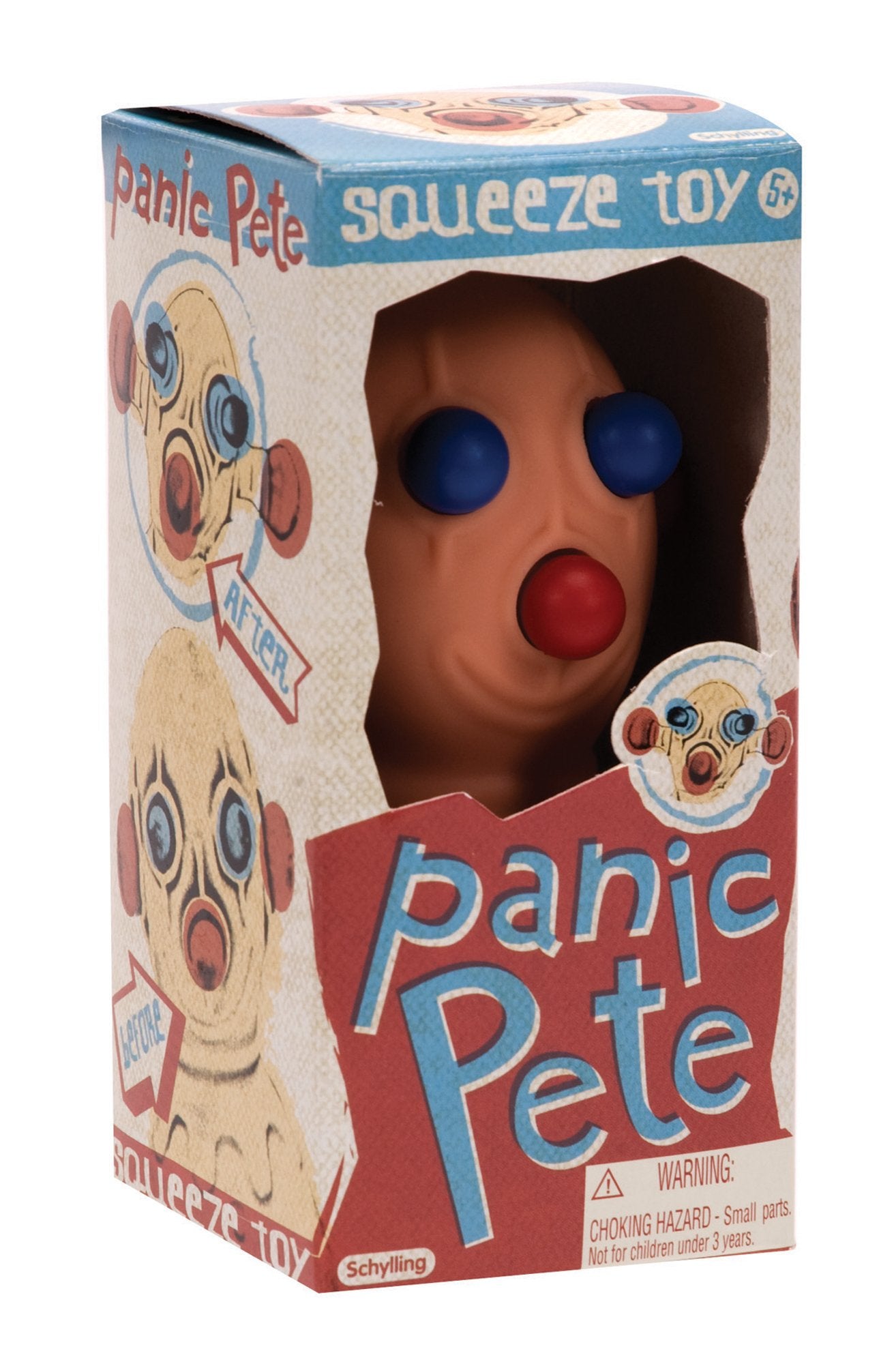 Schylling Panic Pete close-up showing eyes and nose popping out for fun sensory play