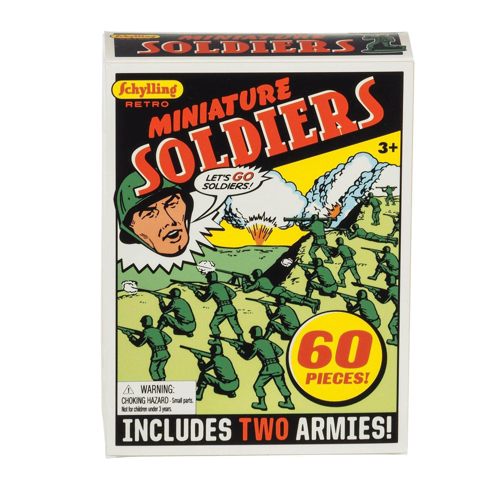 Schylling Retro Mini Soldiers display setup ready for shelves or desks