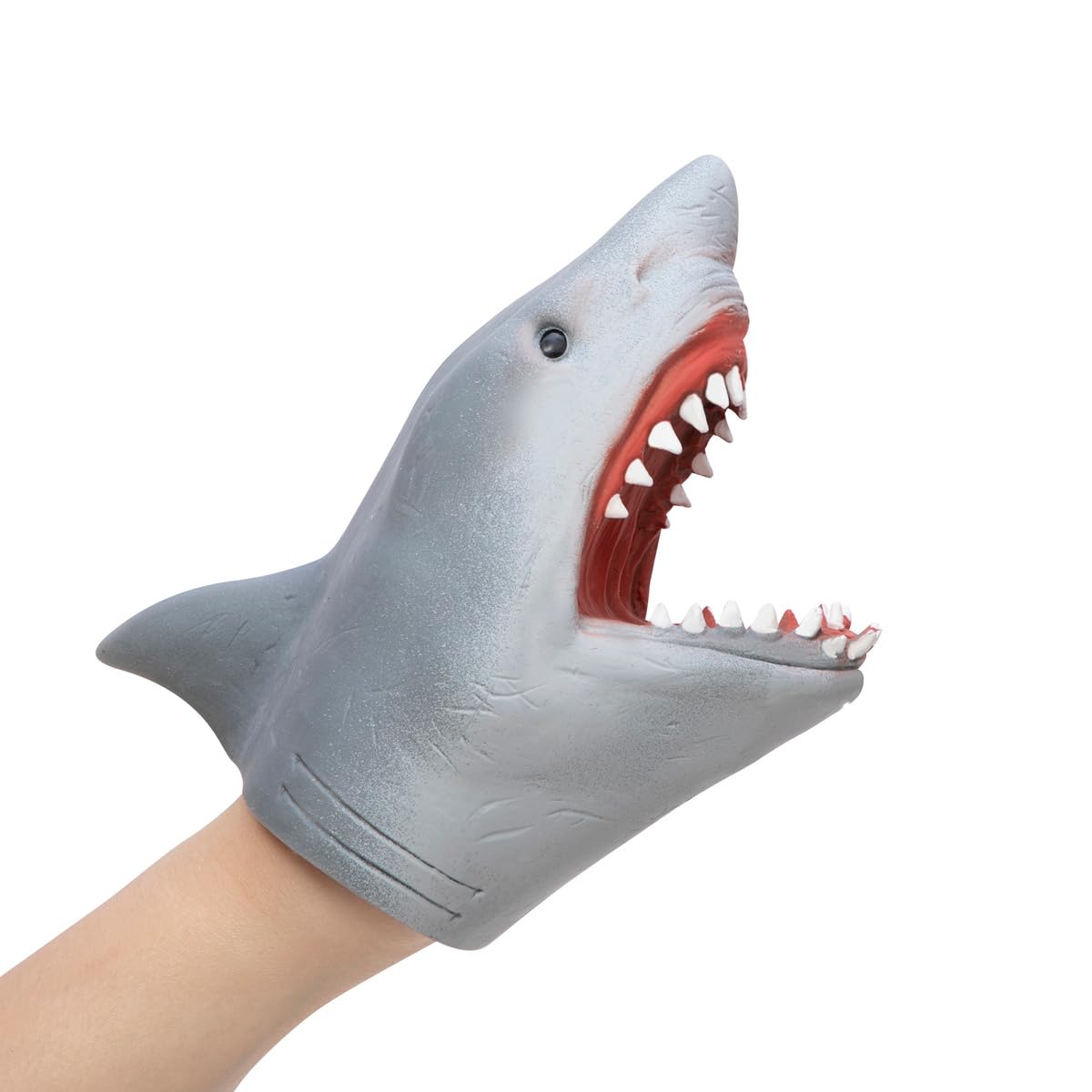 Schylling Shark Hand Puppet packaging shows gift-ready design and durable materials.