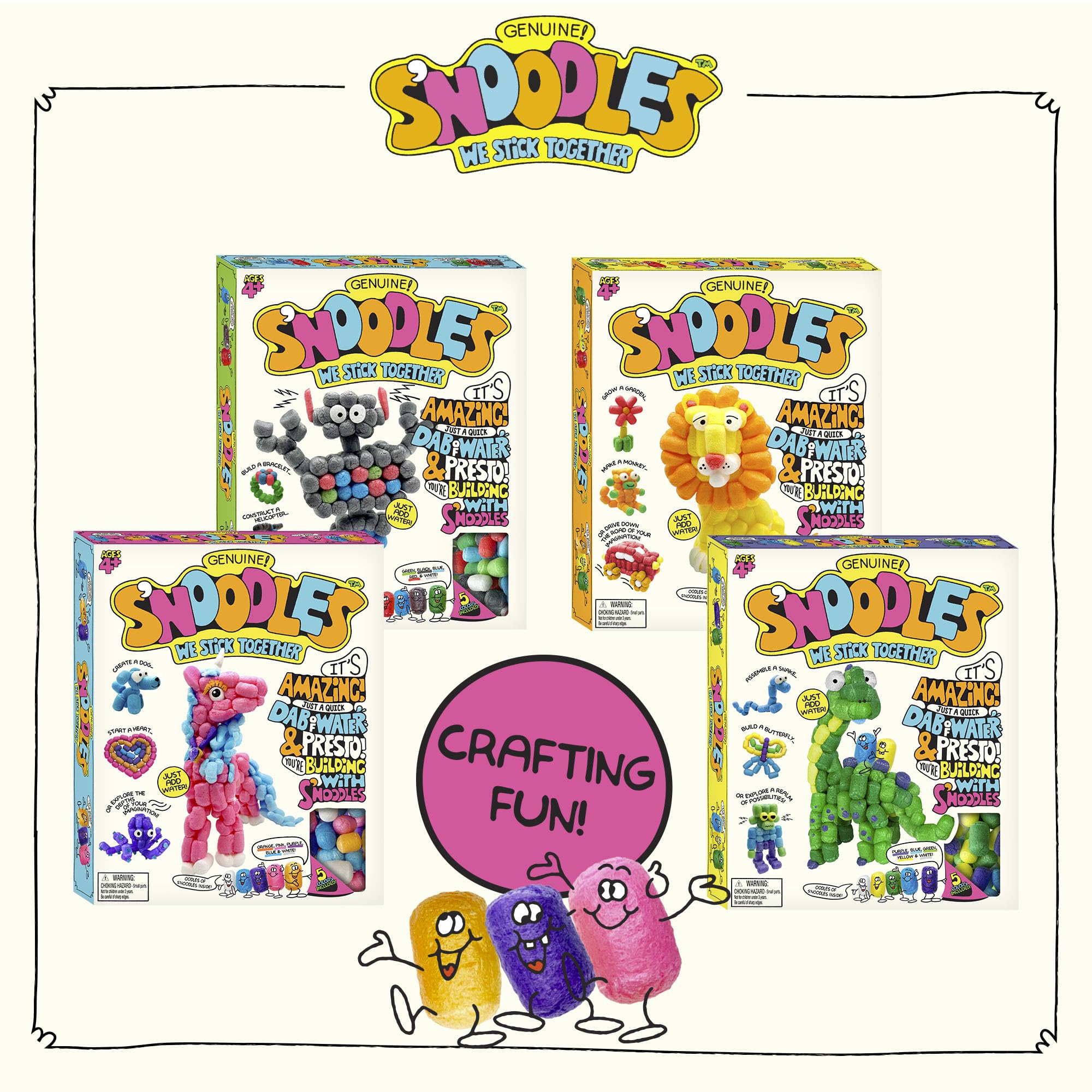 Age 4+ friendly Schylling S’NOODLES for cooperative or solo play.