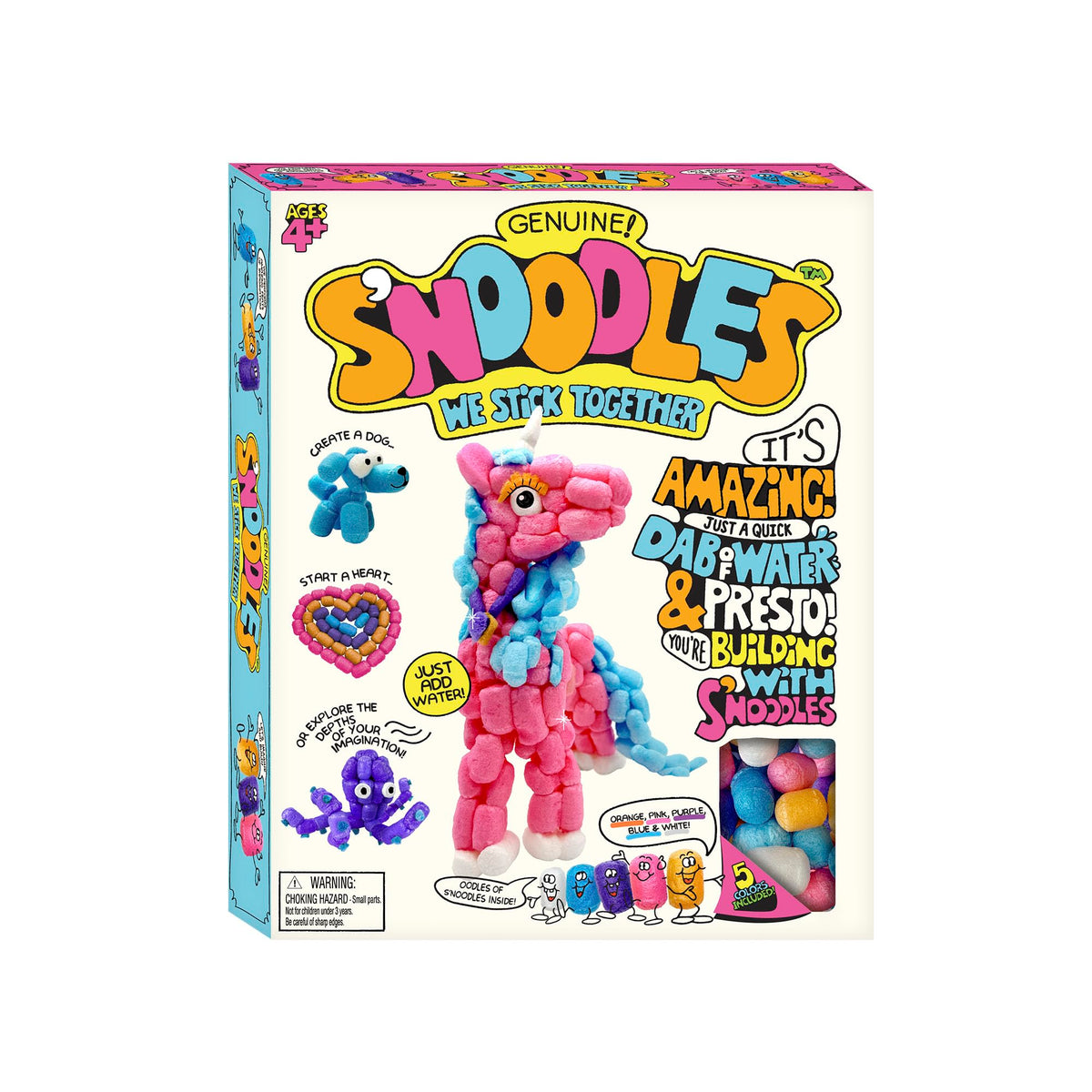 Schylling S’NOODLES kit with colorful noodles for creative, low-mess play.