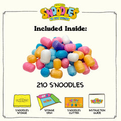 S’NOODLES sponge and dish support easy assembly and cleanup.