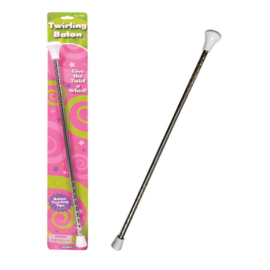 Schylling Twirling Baton with metal body and rubberized ends for safe spins.