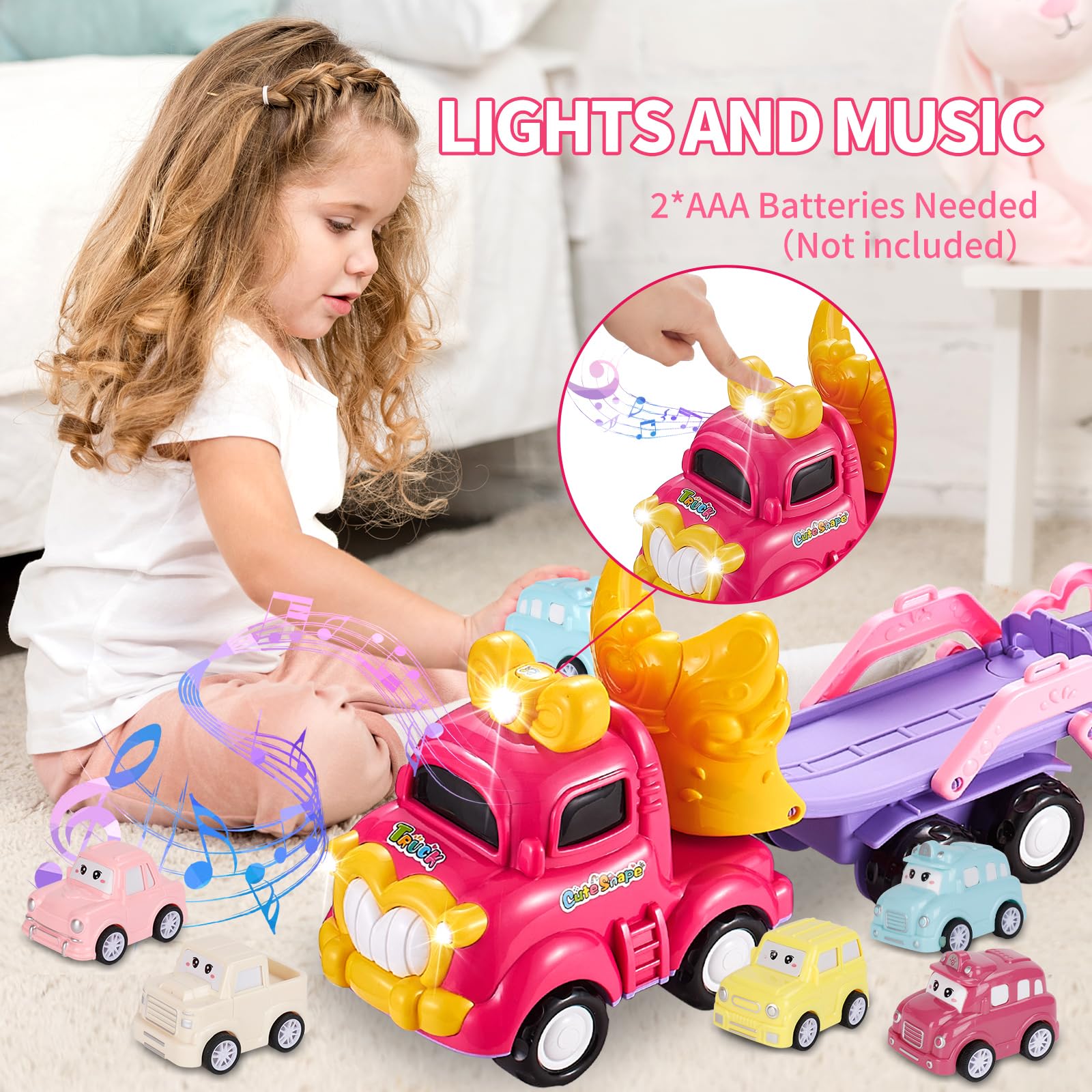 Sciencow six mini pull-back cars in pink for push-and-go fun