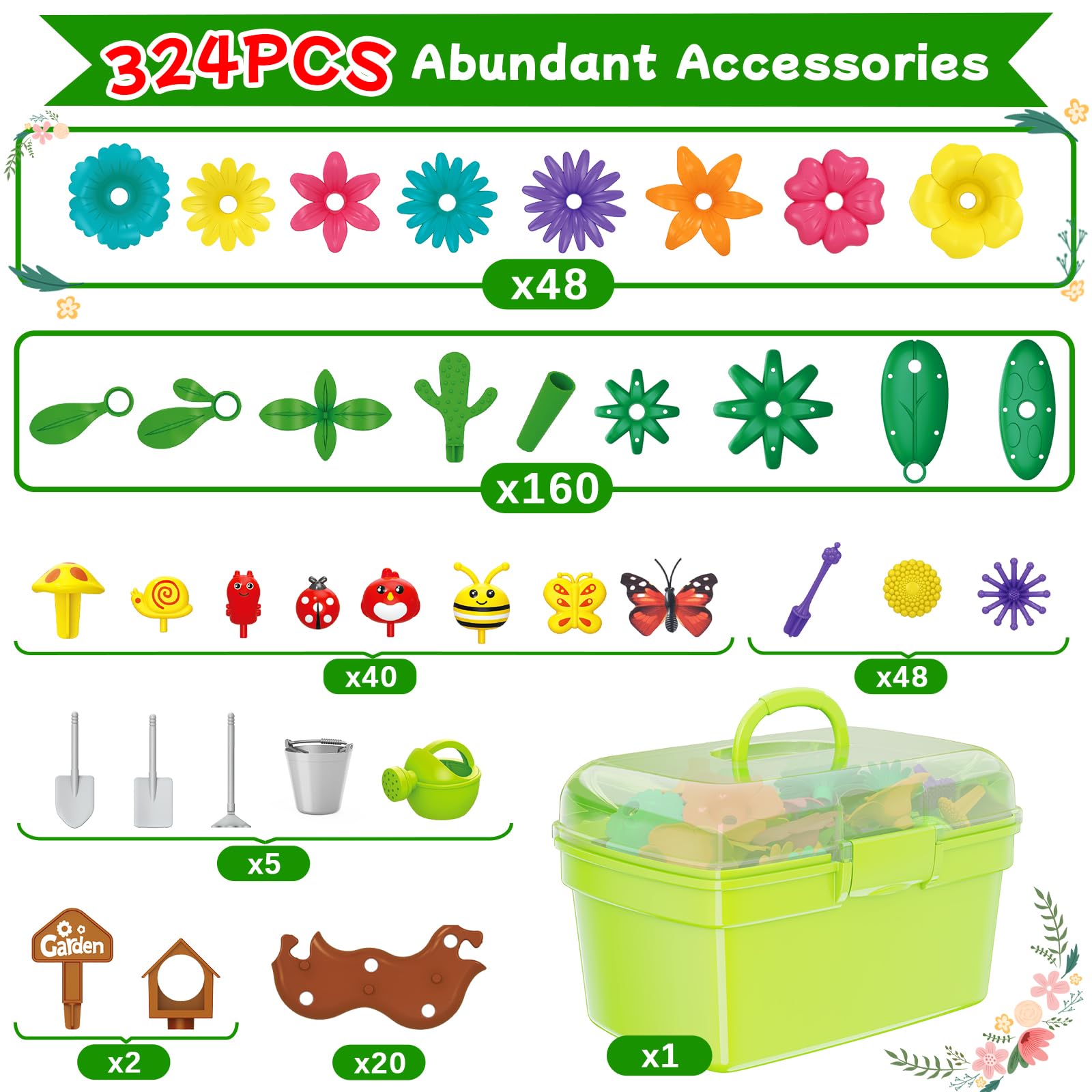 Scientoy 108 stems for versatile stem-building and garden creation.